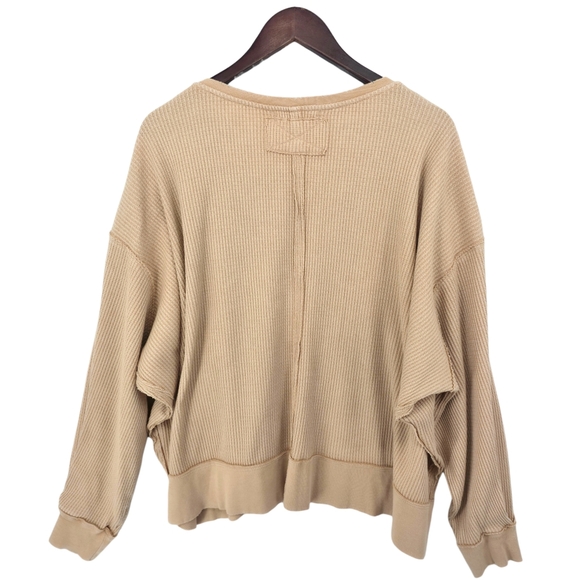 Free People We The Free Buttercup Thermal Top Windswept Leaves Oversized Small - Picture 8 of 15